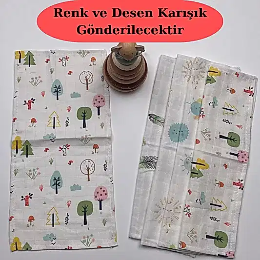 İndirimli Ürün - 5'li Muslin Omuz Mendili Set - Karışık Desenli