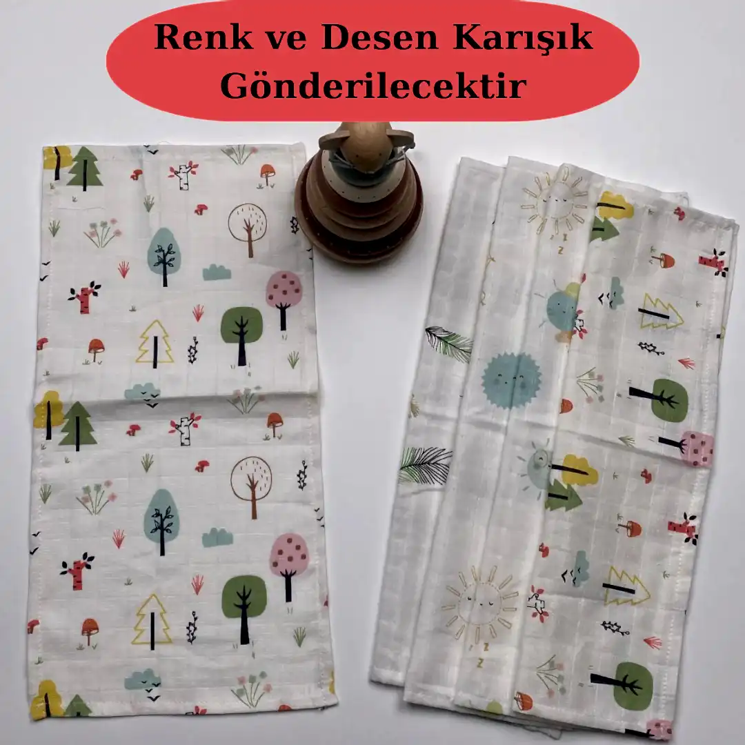 İndirimli Ürün - 5'li Muslin Omuz Mendili Set - Karışık Desenli