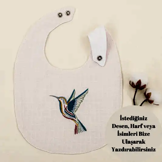 Kişiselleştirilmiş Mama Önlüğü - Bebe Pembe Muslin