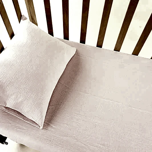 Bebek Lastikli Çarşaf ve Yastık Kılıfı - İki Katlı Organik Muslin - Bebe Pembe