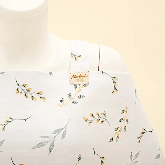 Çift Katlı Muslin Emzirme Önlüğü - Yapraklar