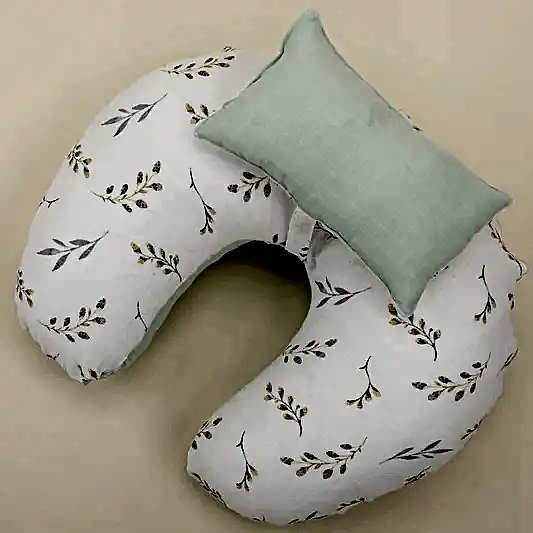 Emzirme Yastığı - Çift Taraflı - Mint Muslin - Yapraklar