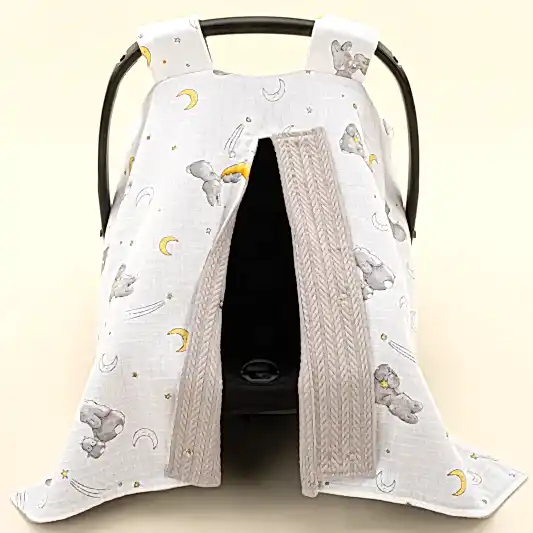 Puset Örtüsü - Çift Taraflı - Gri Örgü - Gri Tavşan