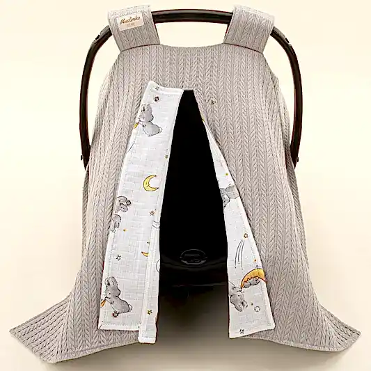 Puset Örtüsü - Çift Taraflı - Gri Örgü - Gri Tavşan