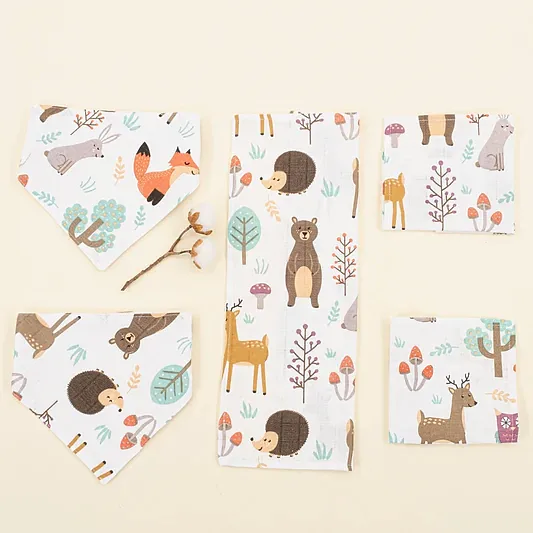 Önlük ve Mendil Seti - Tek Taraflı - Orman