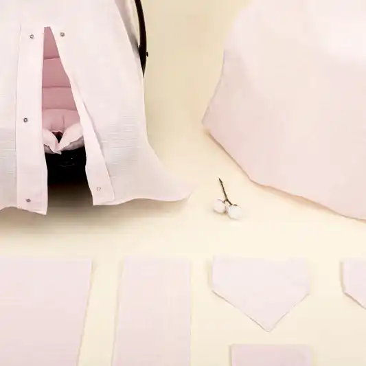 9 Parça Avantajlı Set - Tek Taraflı - Bebe Pembe Muslin