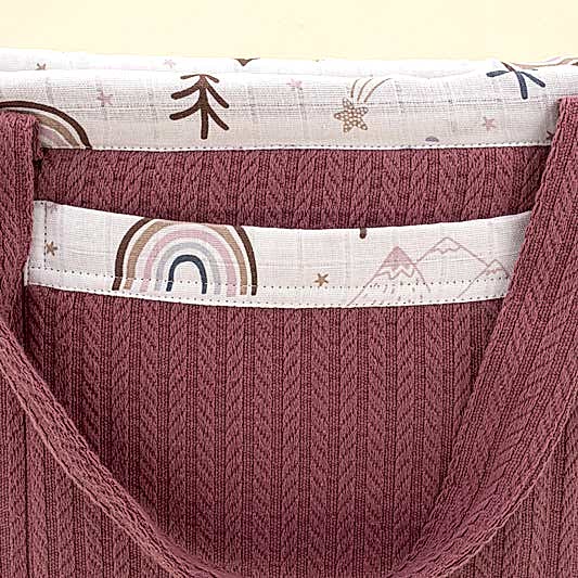 Bebek Bakım Çantası - Mürdüm Örgü - Pastel Gökkuşağı