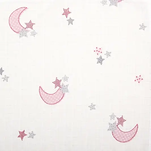 10'lu Ağız Mendili Seti - Pembe Muslin - Pembe Ay