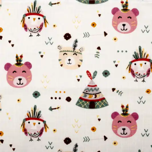 Önlük ve Mendil Seti - Tek Taraflı - Pembe Ayıcıklar