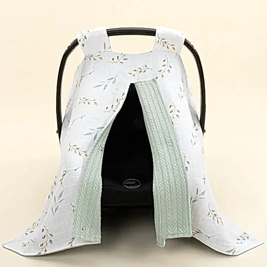 Puset Örtüsü - Çift Taraflı - Mint Örgü - Yapraklar