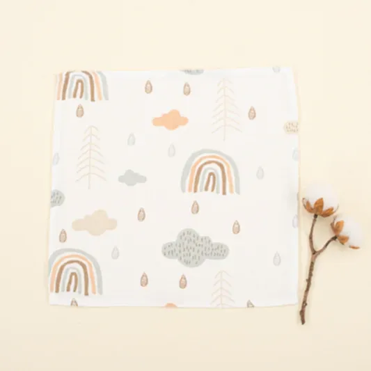 10'lu Ağız Mendili Seti - Mint Muslin - Yeşil Gökkuşağı