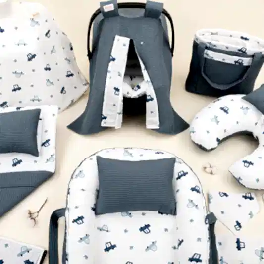 18 Parça Full Set - Çift Taraflı - Koyu Mavi Petek - Mavi Arabalar