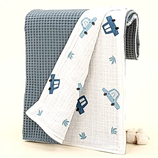 Pike Battaniye - Çift Taraflı - Koyu Mavi Petek - Mavi Arabalar