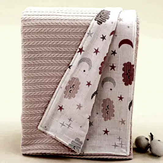 Pike Battaniye - Çift Taraflı - Şeker Pembe Örgü - Pembe Bulut