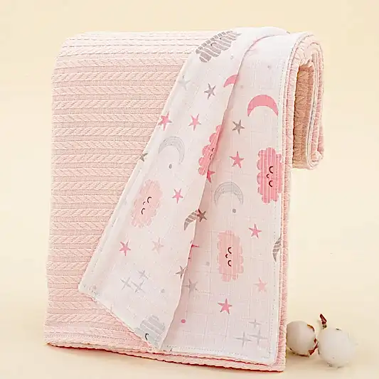 Pike Battaniye - Çift Taraflı - Şeker Pembe Örgü - Pembe Bulut