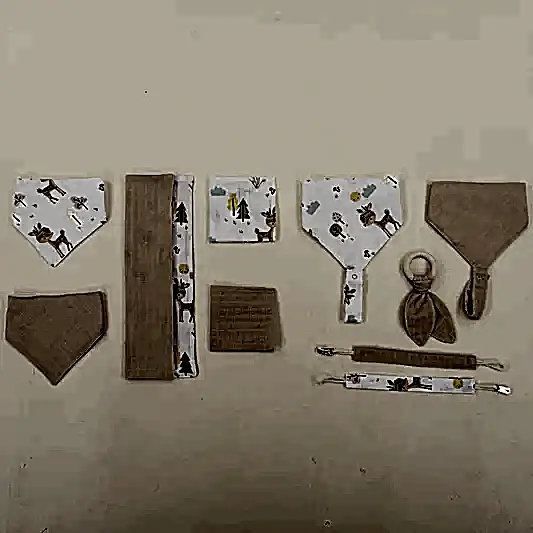 Önlük - Mendil - Diş Kaşıyıcı - Salya Önlük - Emzik Askısı Set - Kumsal Beji Muslin - Ceylan