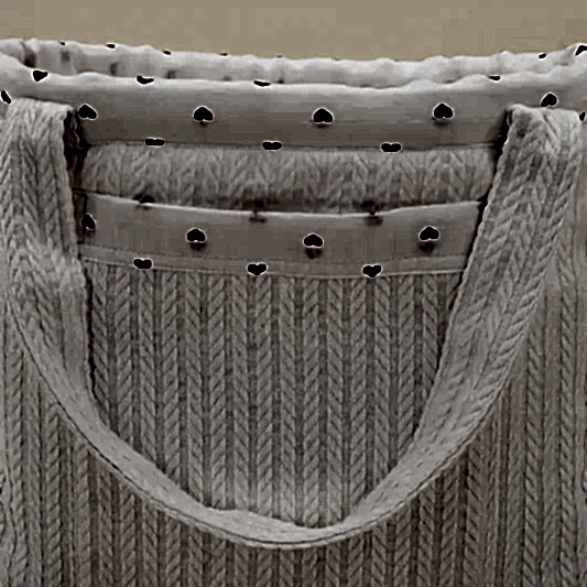 Bebek Bakım Çantası - Beyaz Örgü - Kırmızı Kalp