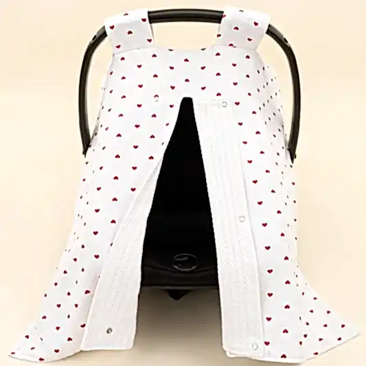 Puset Örtüsü - Çift Taraflı - Beyaz Örgü - Kırmızı Kalp