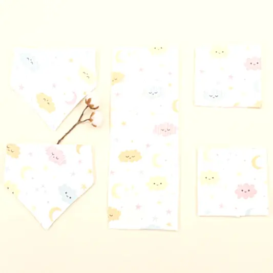 Önlük ve Mendil Seti - Tek Taraflı - Sarı Bulut