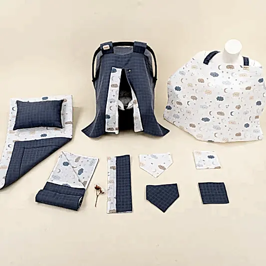 11 Parça Avantajlı Set - Çift Taraflı - İndigo Muslin - Mavi Bulut