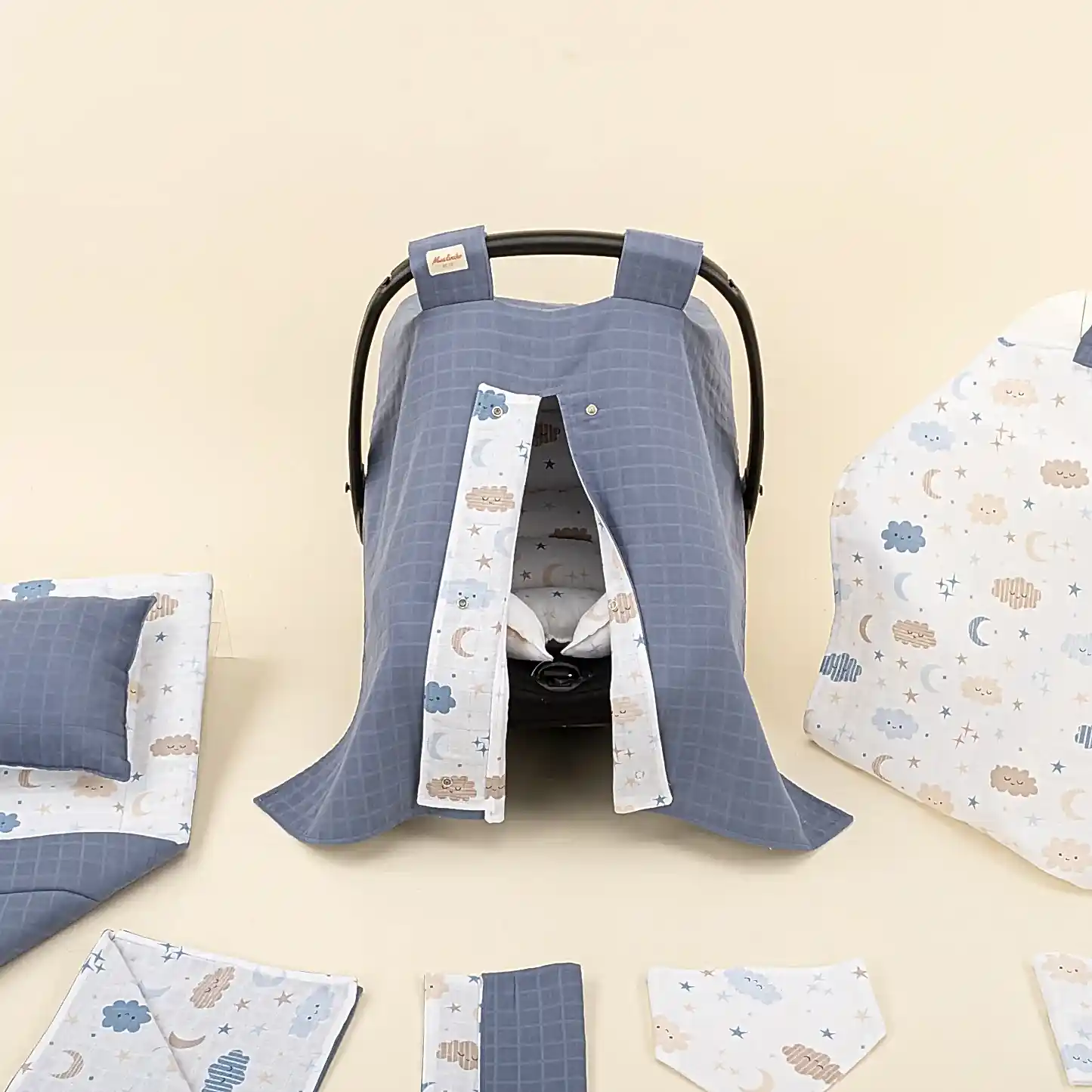 11 Parça Avantajlı Set - Çift Taraflı - İndigo Muslin - Mavi Bulut