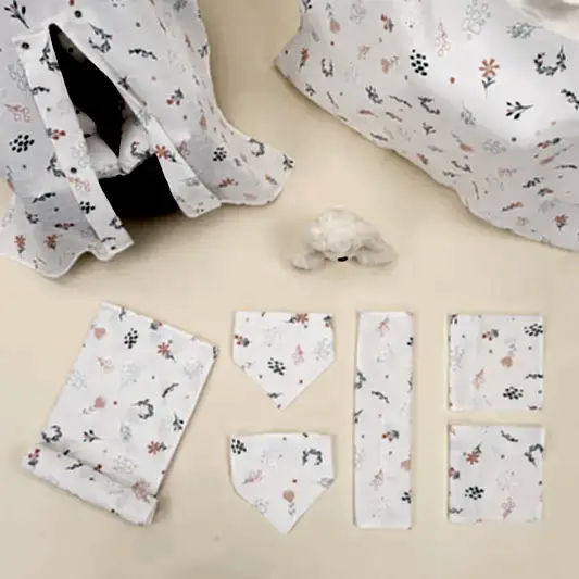 9 Parça Avantajlı Set - Tek Taraflı - Yeşil Çiçekler