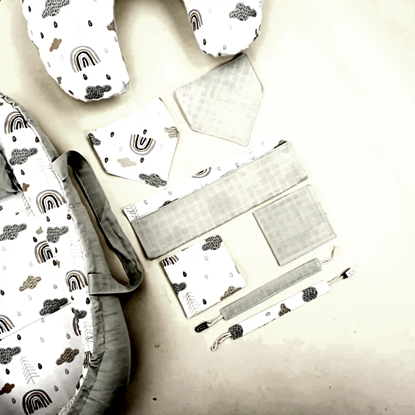 18 Parça Full Set - Çift Taraflı - Açık Yeşil Muslin - Yeşil Gökkuşağı