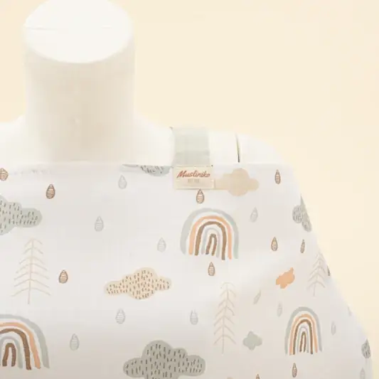 Çift Katlı Muslin Emzirme Önlüğü - Yeşil Gökkuşağı