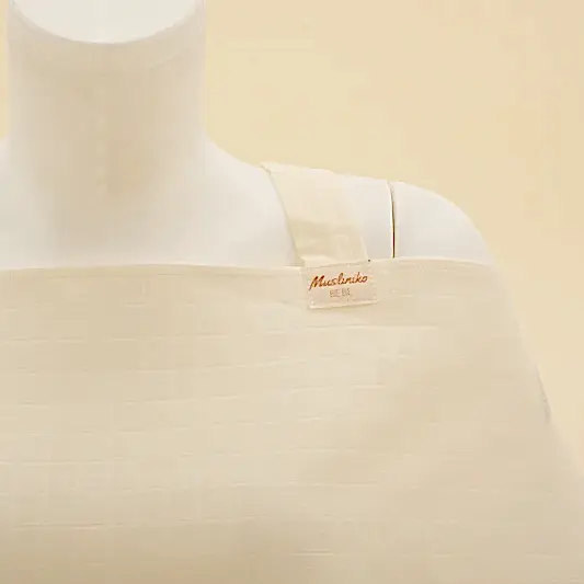 Çift Katlı Muslin Emzirme Önlüğü - Krem Muslin