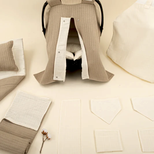 11 Parça Avantajlı Set - Çift Taraflı - Taş Örgü - Krem Muslin