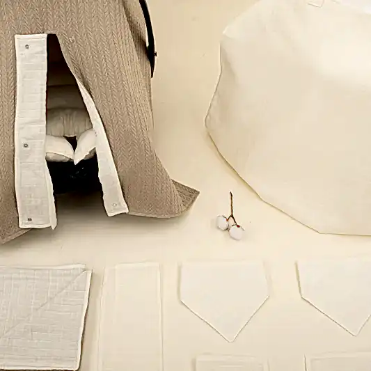 9 Parça Avantajlı Set - Çift Taraflı - Taş Örgü - Krem Muslin