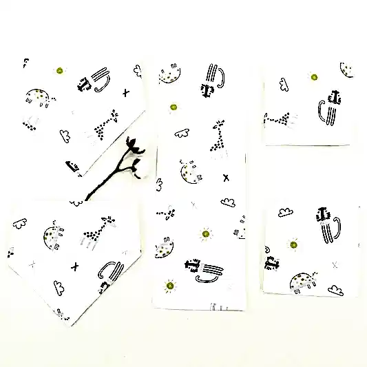 Önlük ve Mendil Seti - Tek Taraflı - Mavi Canlılar