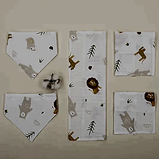 Önlük ve Mendil Seti - Tek Taraflı - Aslan