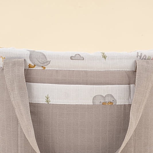 Bebek Bakım Çantası - Gri Muslin - Ördekler