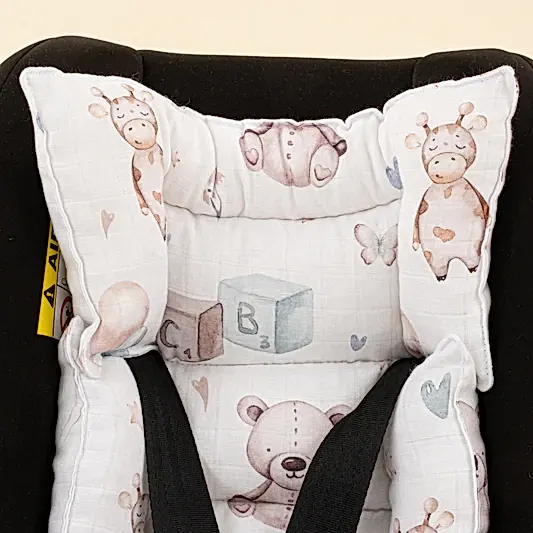 Puset Minderi - Dijital Baskı Muslin - Sevimli Ayıcıklar