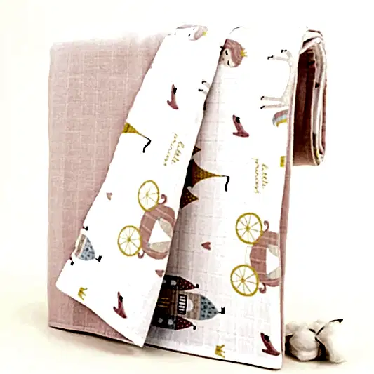 Çift Taraflı Muslin Örtü - Pudra Muslin - Sindirella