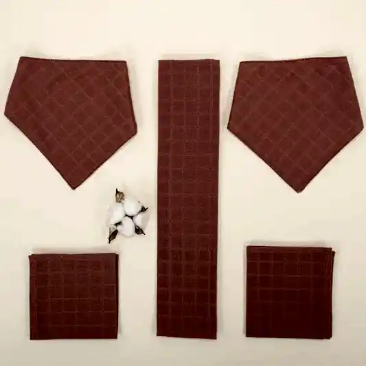 Önlük ve Mendil Seti - Tek Taraflı - Gül Kurusu Müslin