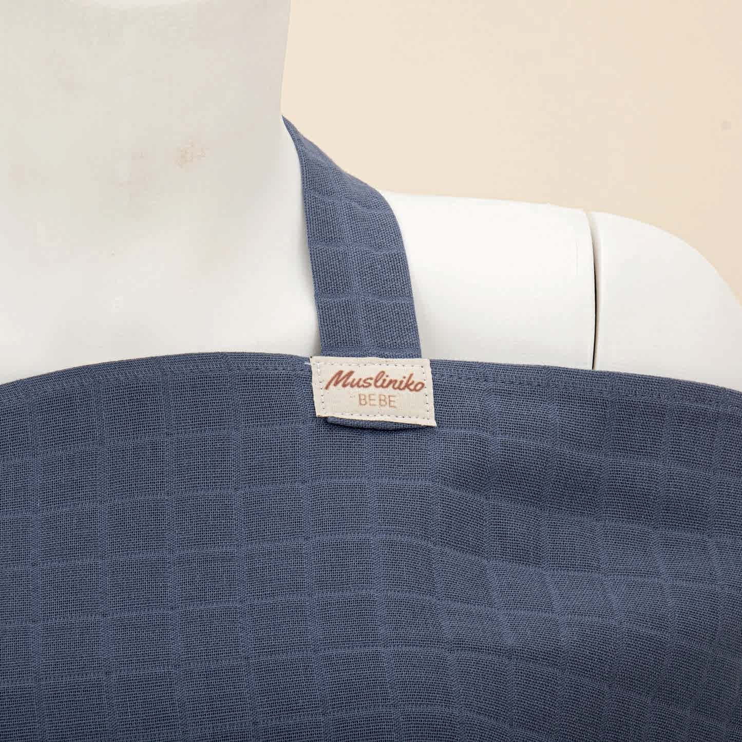 Çift Katlı Muslin Emzirme Önlüğü -  İndigo Müslin