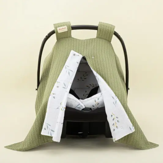 Puset Seti - Çift Taraflı - Açık Yeşil Örgü - Yapraklar