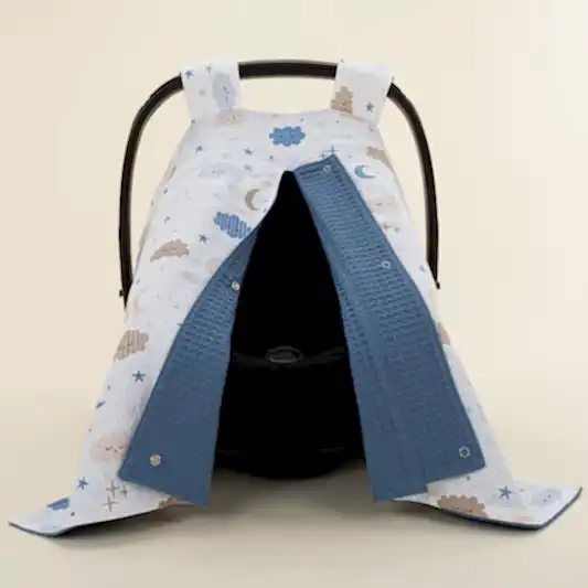 Puset Örtüsü - Çift Taraflı - Koyu İndigo Petek - Mavi Bulut