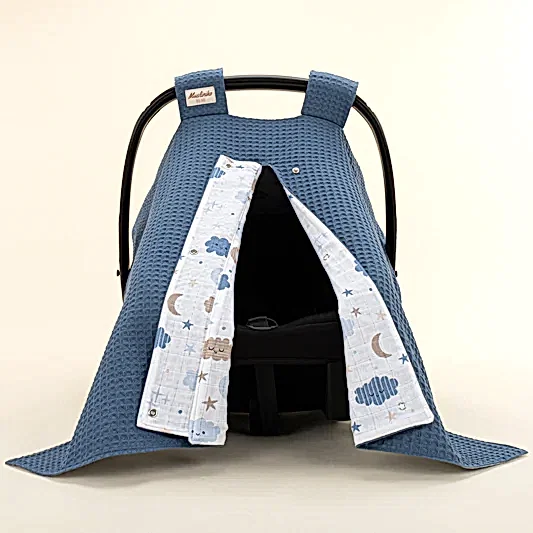 Puset Örtüsü - Çift Taraflı - Koyu İndigo Petek - Mavi Bulut