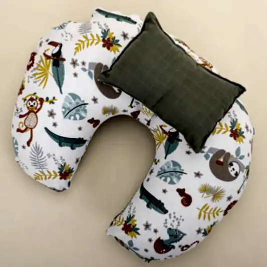 Emzirme Yastığı - Haki Muslin - Hayvanat Bahçesi