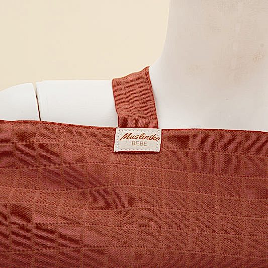 Çift Katlı Muslin Emzirme Önlüğü - Koyu Kiremit Müslin