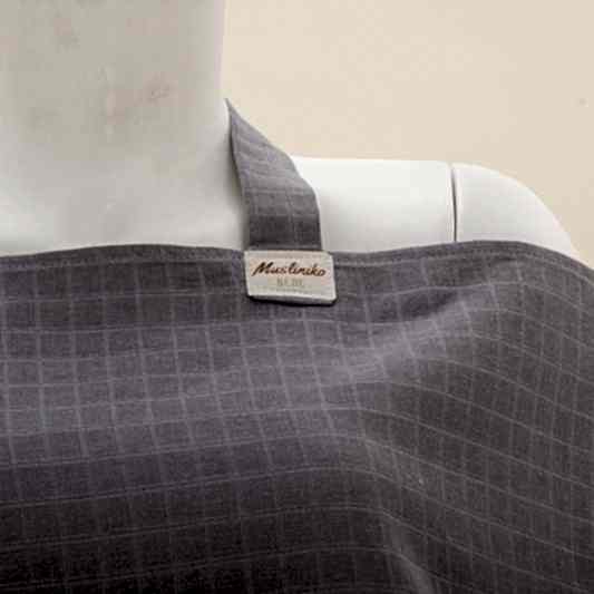 Çift Katlı Muslin Emzirme Önlüğü - Gri Müslin