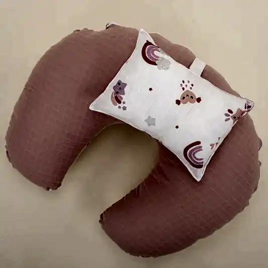 Emzirme Yastığı - Çift Taraflı - Pudra Muslin - Pembe Gökkuşağı