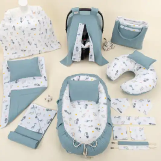 18 Parça Full Set - Çift Taraflı - Petrol Mavisi Petek - Mavi Canlılar