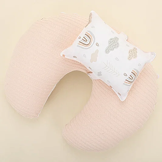 Emzirme Yastığı - Çift Taraflı - Somon Örgü - Yeşil Gökkuşağı