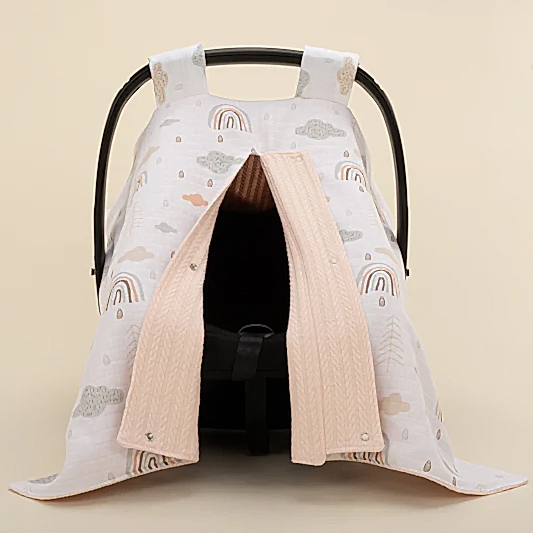 Puset Örtüsü - Çift Taraflı - Somon Örgü - Yeşil Gökkuşağı