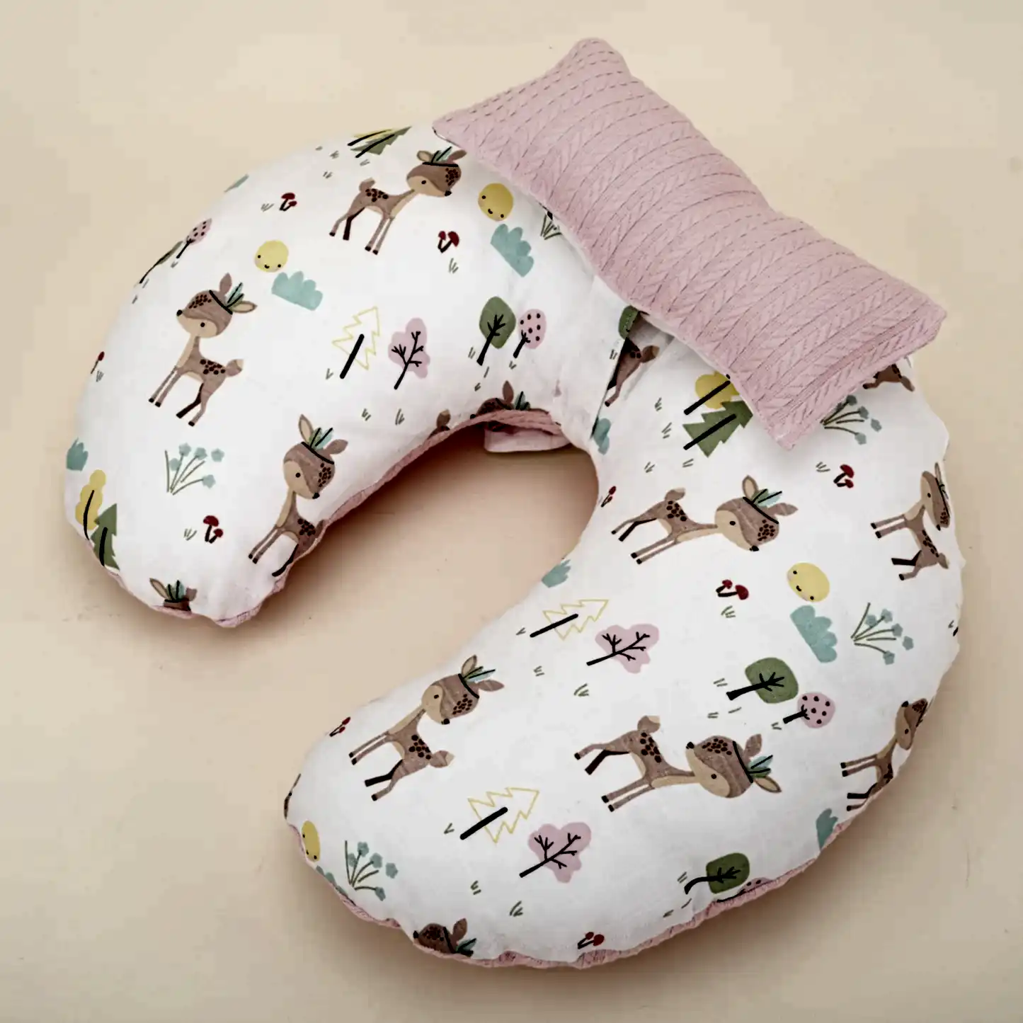 Emzirme Yastığı - Çift Taraflı - Koyu Pembe Örgü - Ceylan