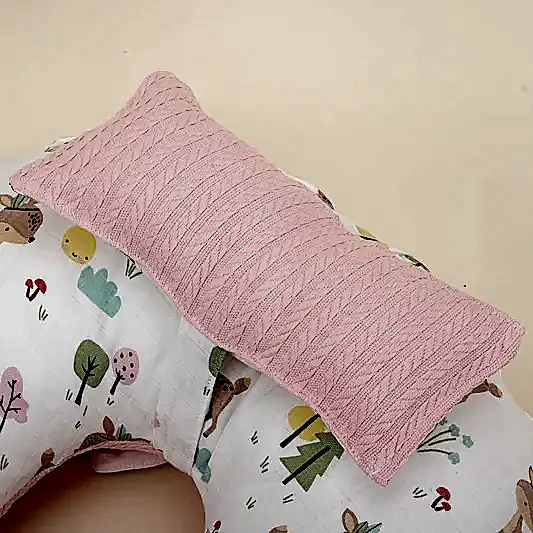 Emzirme Yastığı - Çift Taraflı - Koyu Pembe Örgü - Ceylan